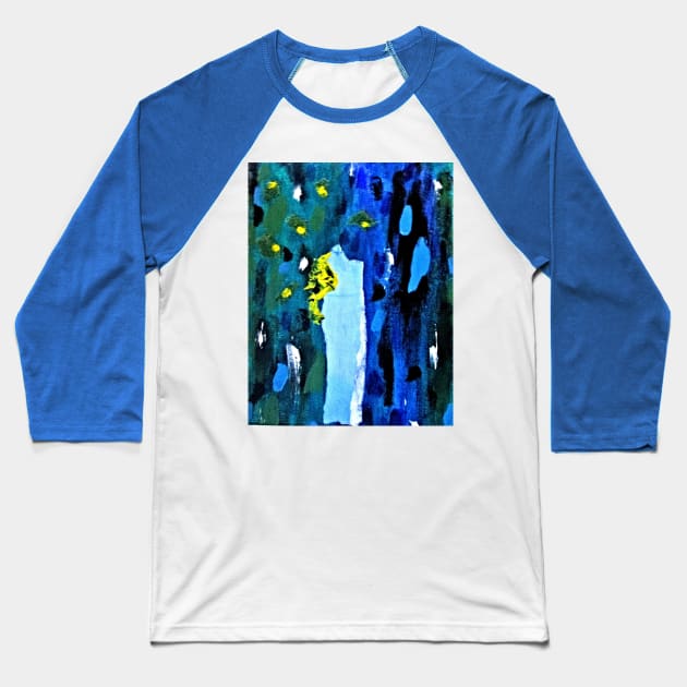 Blue Green Forest Baseball T-Shirt by AFKnott